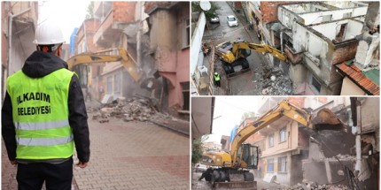 İlkadım’da Metruk Bina Yıkımları Devam Ediyor